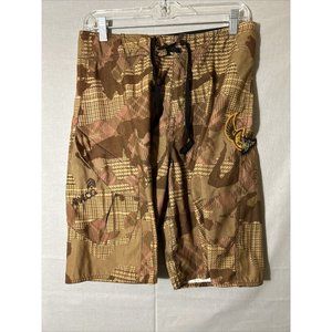 Analog Men’s Swim Trunks Board Shorts 30 Reg  Brown Camo Lightweight Logo Patch